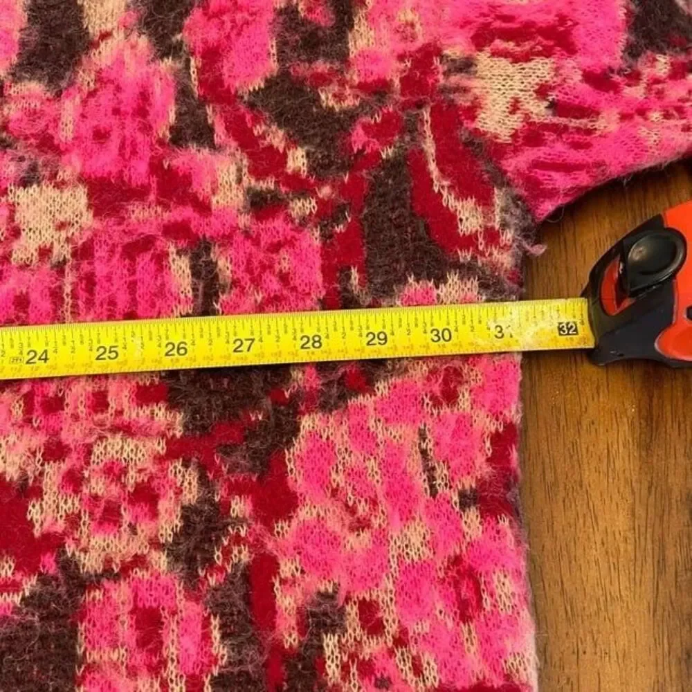 Free People Primrose Floral V-Neck Oversize Tunic Sweater Size Small